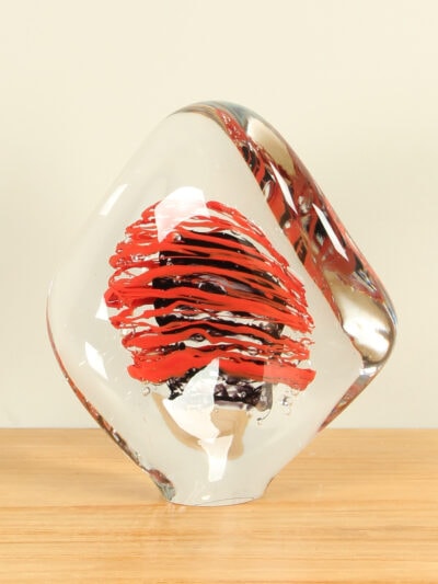 Exclusieve glaskunst – Rood – Glas – Kristal Swirl rood/zwart, 25 cm – 25x25x13 cm