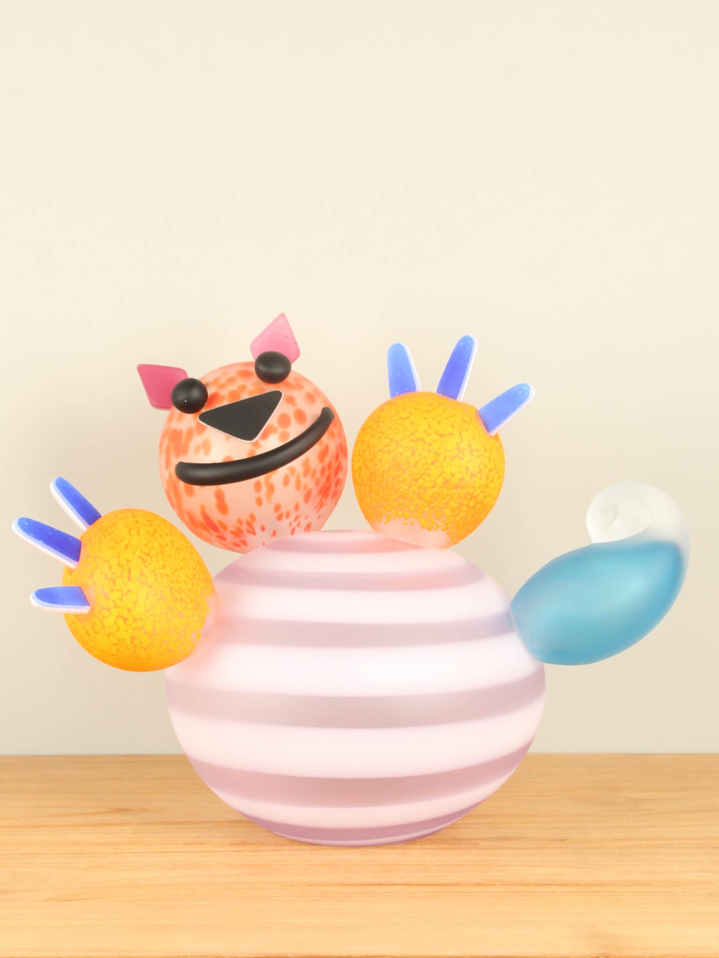 Exclusieve glaskunst - Roze - Glas - Poes gematteerd glas - 37x50x30 cm