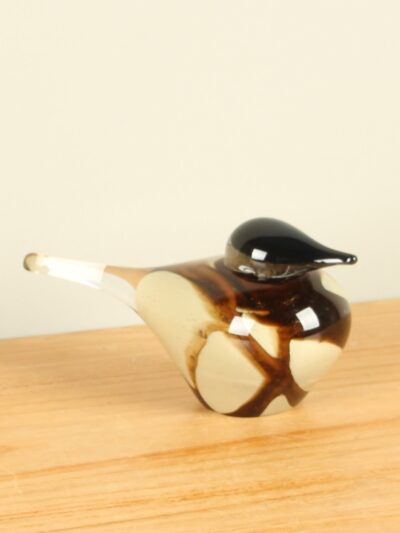 Glaskunst – Bruin – Glas – Vogeltje bruin/beige uit glas,11 cm – 11x21x10 cm