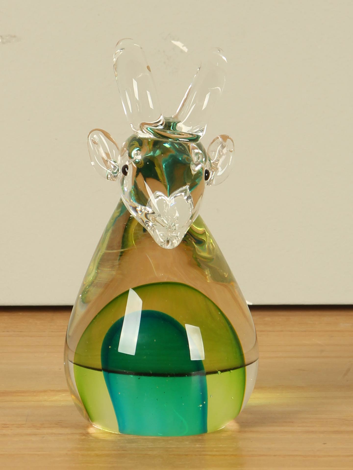 Glaskunst - Groen - Glas - Glazen bok, 15 cm hoog