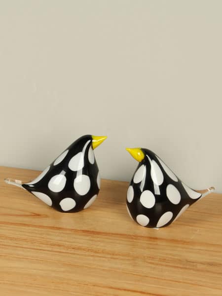 Glaskunst - Zwart - Glas - Vogeltje glas, zwart/wit 12 cm, SA-13 - 12x16x8 cm - Afbeelding 4