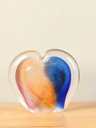 Glassculptuur – Blauw – Glas – Hart 15cm. – 15×17 cm