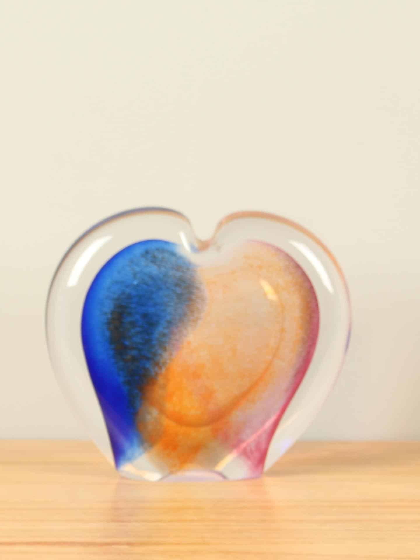 Glassculptuur - Blauw - Glas - Hart 15cm. - 15x17 cm - Afbeelding 2