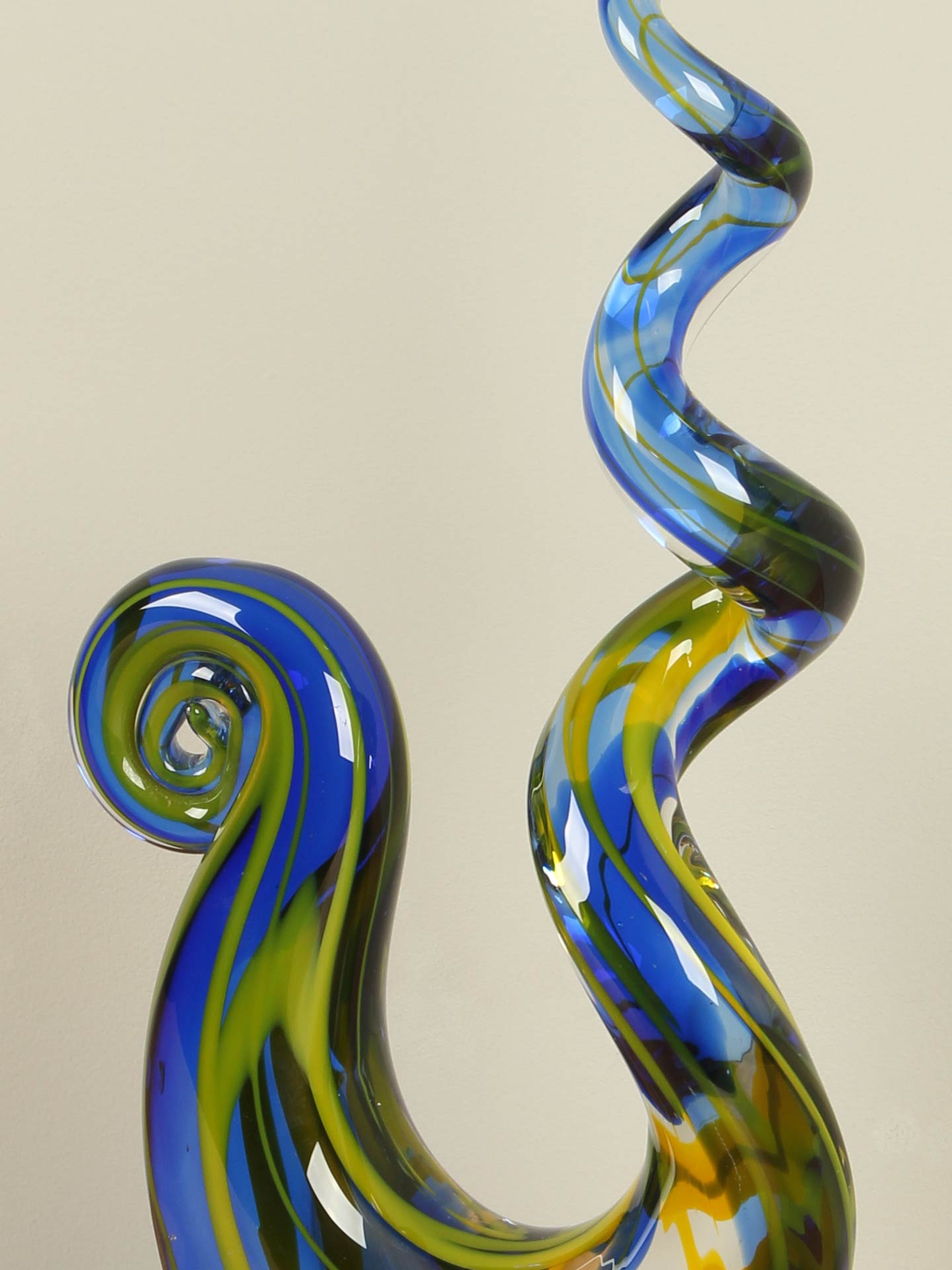 Glassculptuur - Blauw - Glas - Object geel/blauw, 39 cm, A36 - 39x16x7 cm - Afbeelding 4