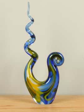 Glassculptuur - Blauw - Glas - Object geel/blauw, 39 cm, A36 - 39x16x7 cm - Afbeelding 5