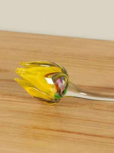 Glassculptuur – Geel – Glas – Tulp multicolor geel +/- 50 cm
