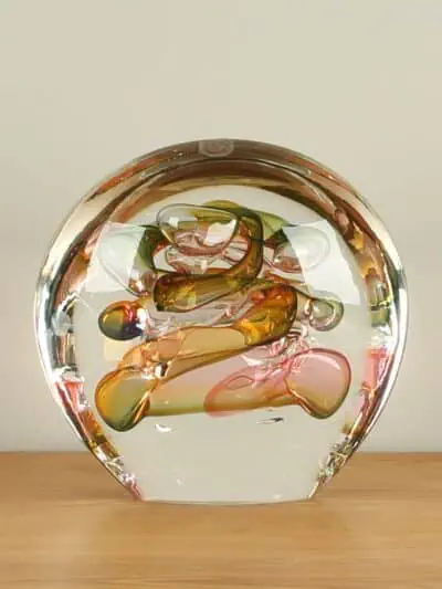 Glassculptuur – Multicolor – Glas – Disk XL gekleurd – 20x20x10 cm