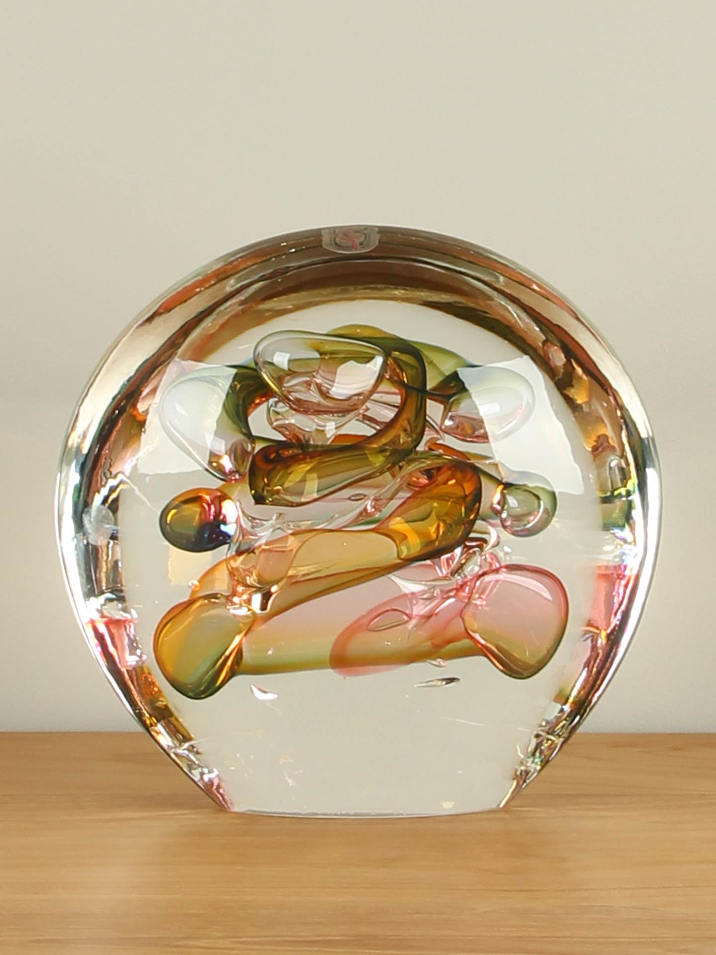 Glassculptuur - Multicolor - Glas - Disk XL gekleurd - 20x20x10 cm