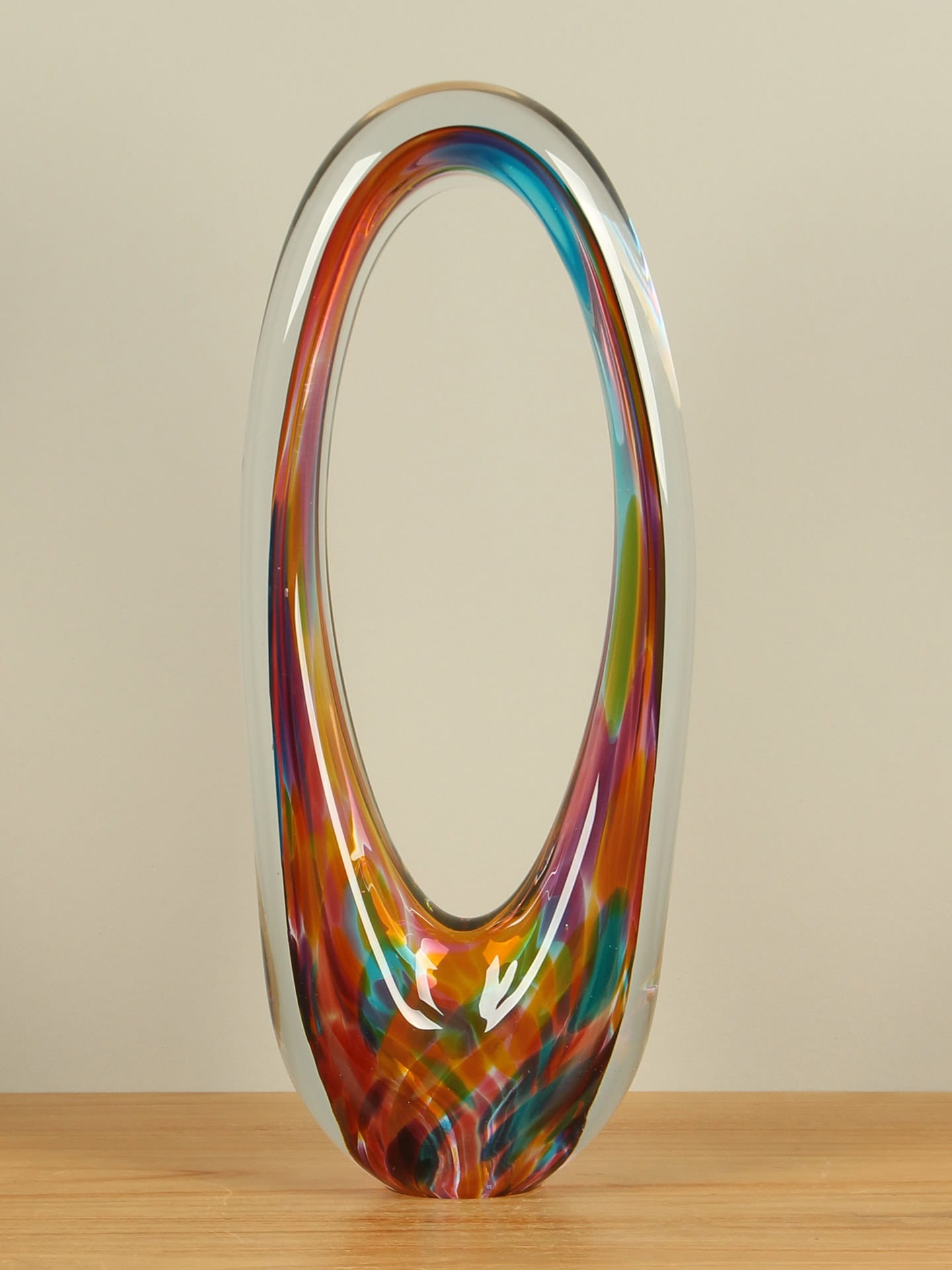 Glassculptuur - Multicolor - Glas - Object ovaal rood, 41cm - 41x18x8 cm - Afbeelding 3