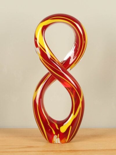 Glassculptuur – Rood – Glas – Decoratie rood/geel, 29 cm, A47 – 29x13x8 cm