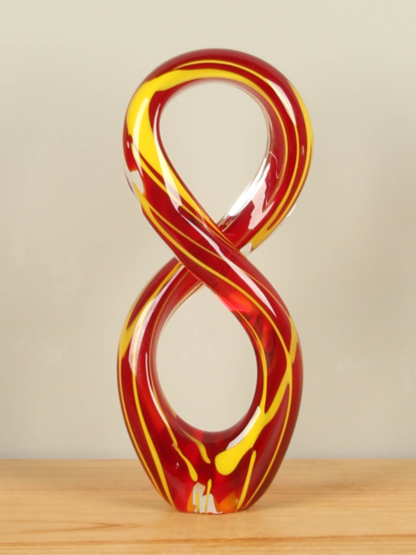 Glassculptuur - Rood - Glas - Decoratie rood/geel, 29 cm, A47 - 29x13x8 cm