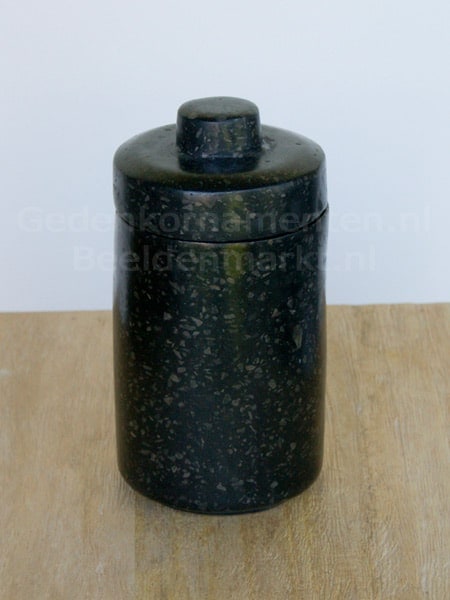 Herdenking - Zwart - Terrazzo - Urn zwart, middel - 15x8x8 cm