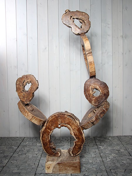 Houtdecoratie - Bruin - Teakhout - Schijven aan elkaar LU-7 - 137x85x34 cm