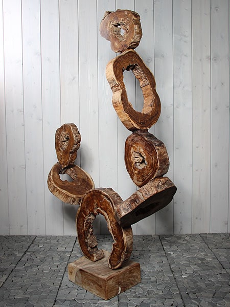 Houtdecoratie - Bruin - Teakhout - Schijven aan elkaar LU-7 - 137x85x34 cm - Afbeelding 2