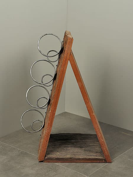 Houtdecoratie - Bruin - wijnrek maat S-triangel - 60x28x43 cm - Afbeelding 2