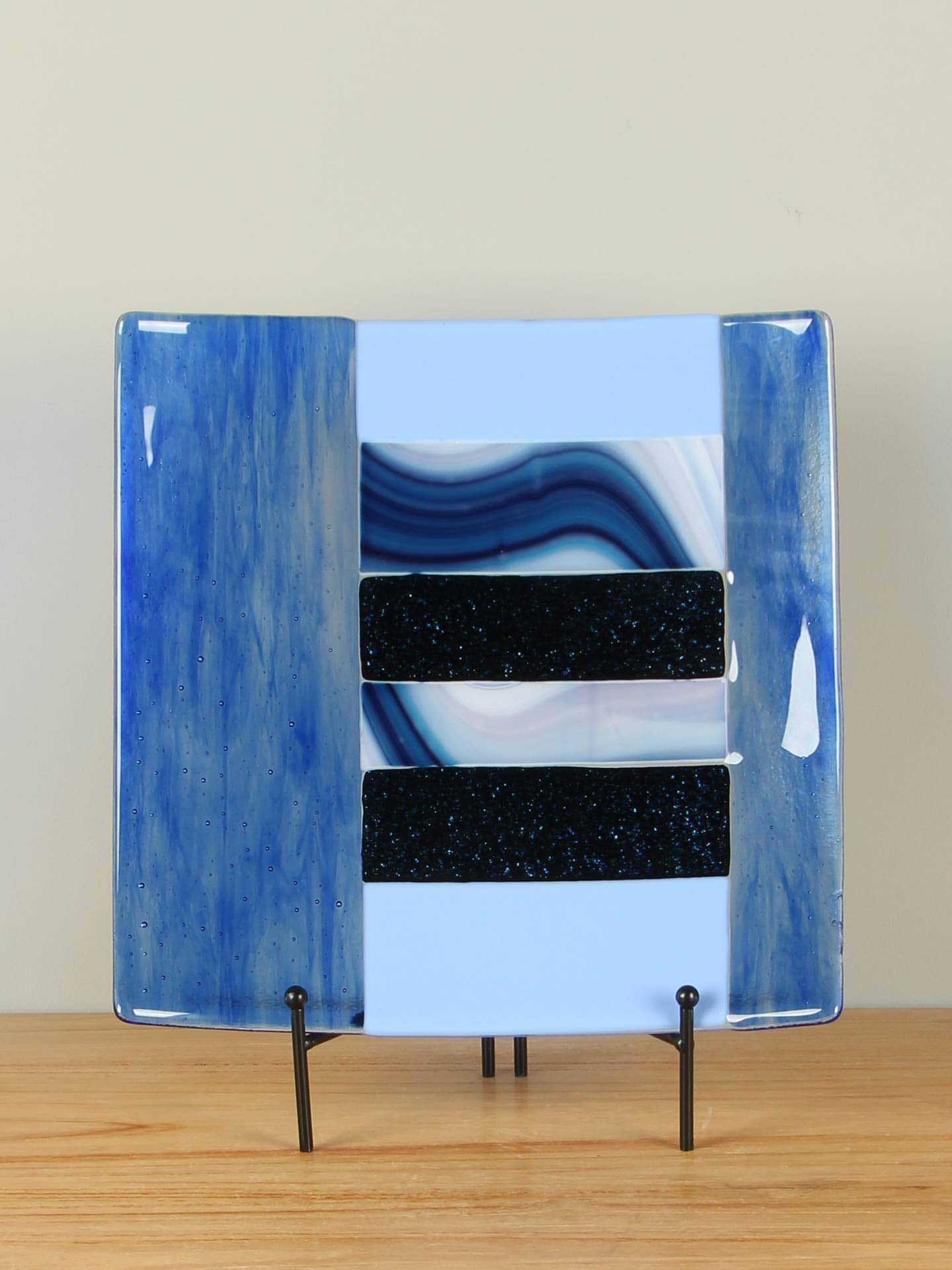 Schaal - Blauw - Glas - Nikki's creation Blue dish - 30 cm