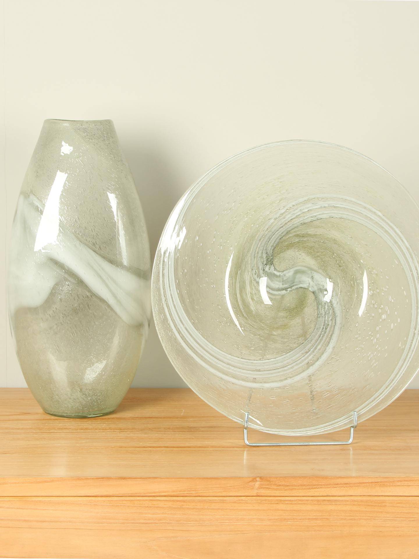 Schaal - Grijs - Glas - M grijs/wit, Ø 38 cm - Afbeelding 4