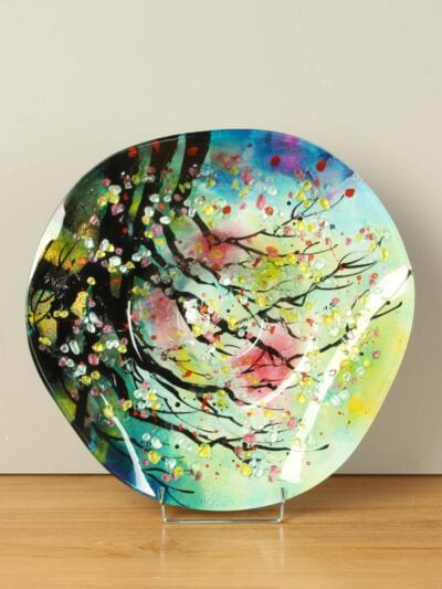 Schaal – Multicolor – Glas – Bloesem Ø48