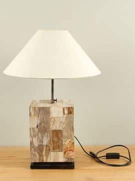 Schemerlamp – Lichtbruin – Versteend hout – 58x18x16 cm
