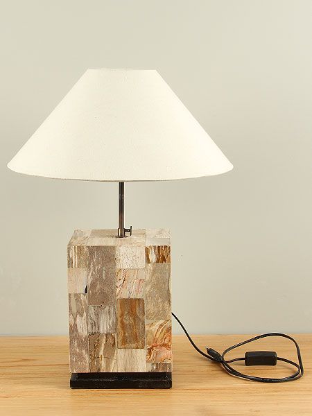Schemerlamp - Lichtbruin - Versteend hout - 58x18x16 cm - Afbeelding 2