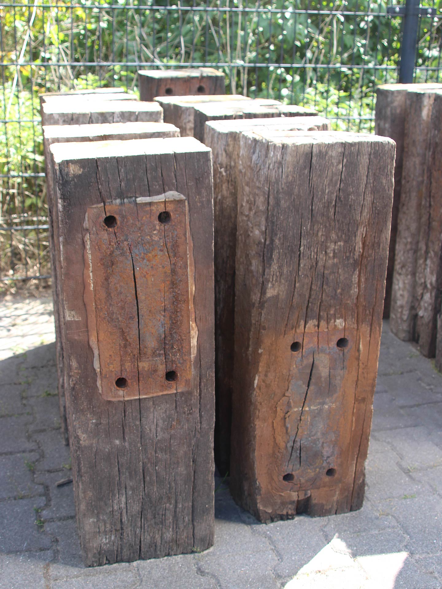 Sokkel / Zuil - Bruin - Eiken spoorbiels - 80x25x15 cm