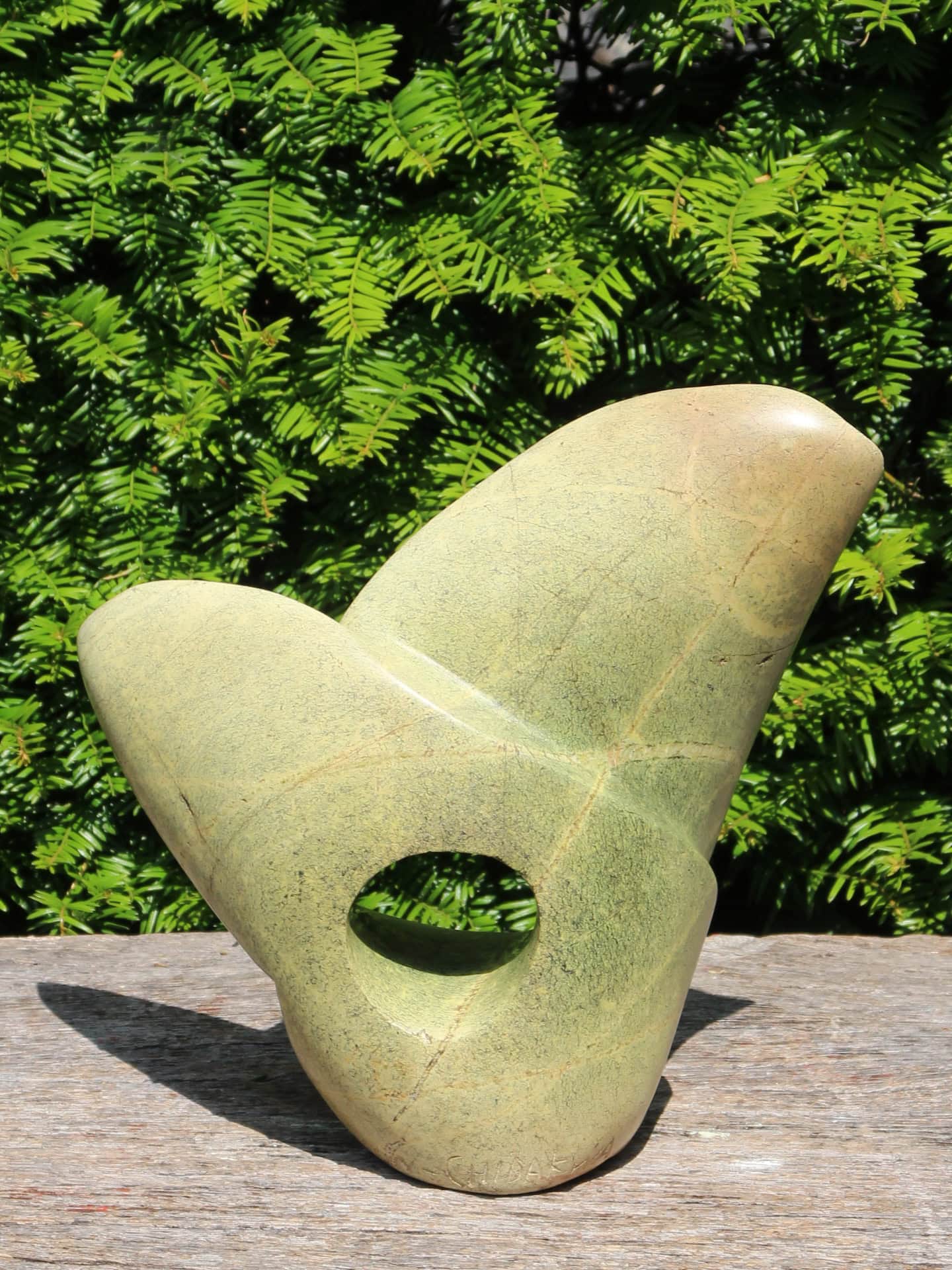 Tuinbeeld - Cheetah jade - Groen - Natuursteen - Art lover - 26x28x10 cm - Afbeelding 3