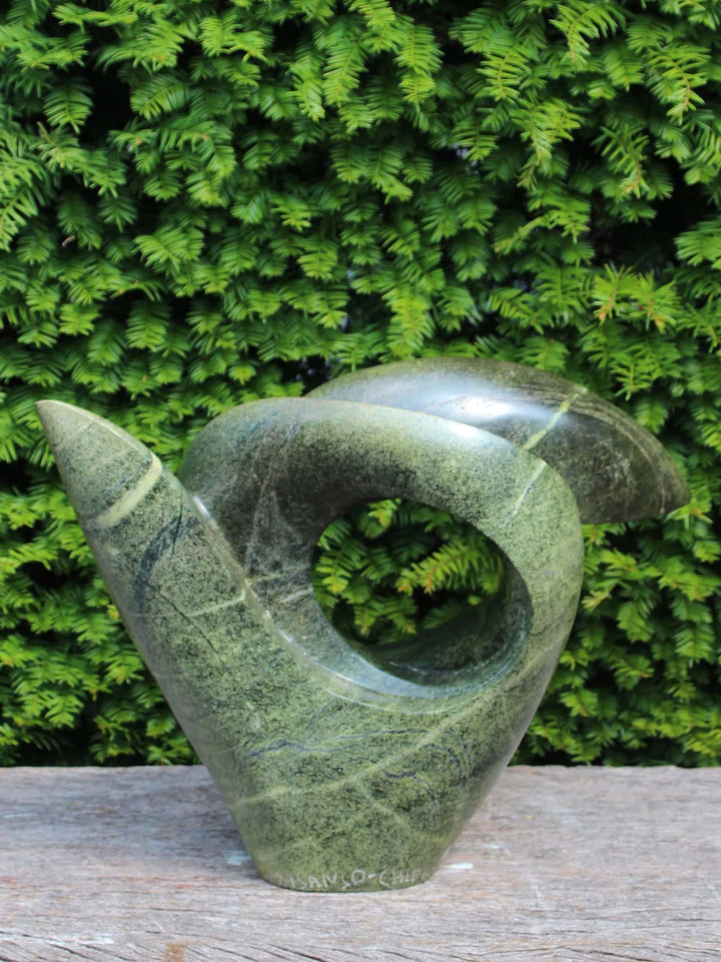 Tuinbeeld - Cheetah jade - Groen - Natuursteen - Spiral - 41x52x19 cm - Afbeelding 3