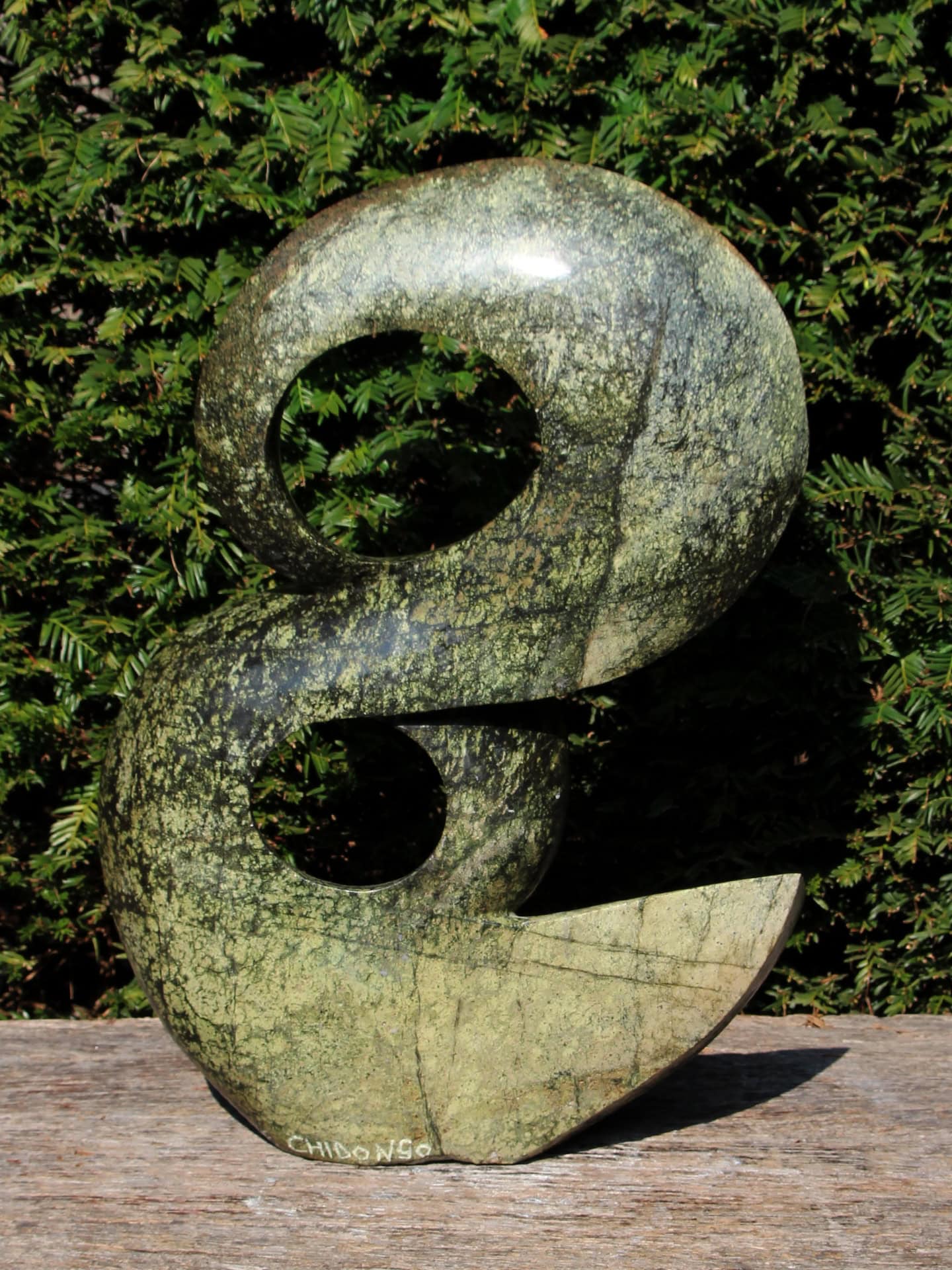 Tuinbeeld - Cheetah jade - Groen - Natuursteen - Swan - 45x30x15 cm - Afbeelding 4