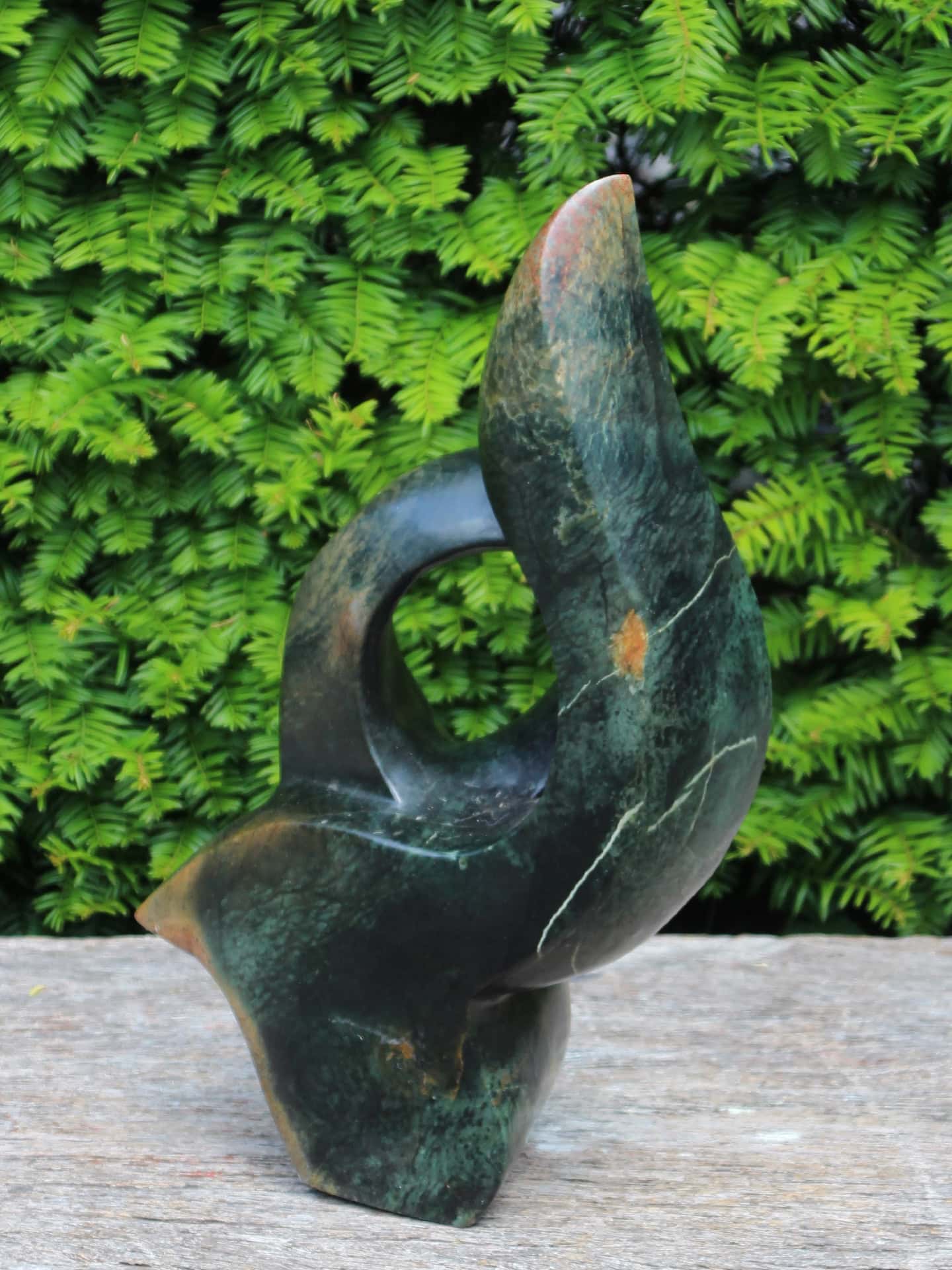 Tuinbeeld - Groen Serpentijn - Groen - Natuursteen - Flame - 40x21x13 cm - Afbeelding 2