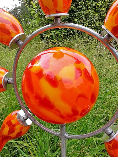 Tuinprikker - Oranje - Glas - Zon, diameter 120 cm - Afbeelding 3