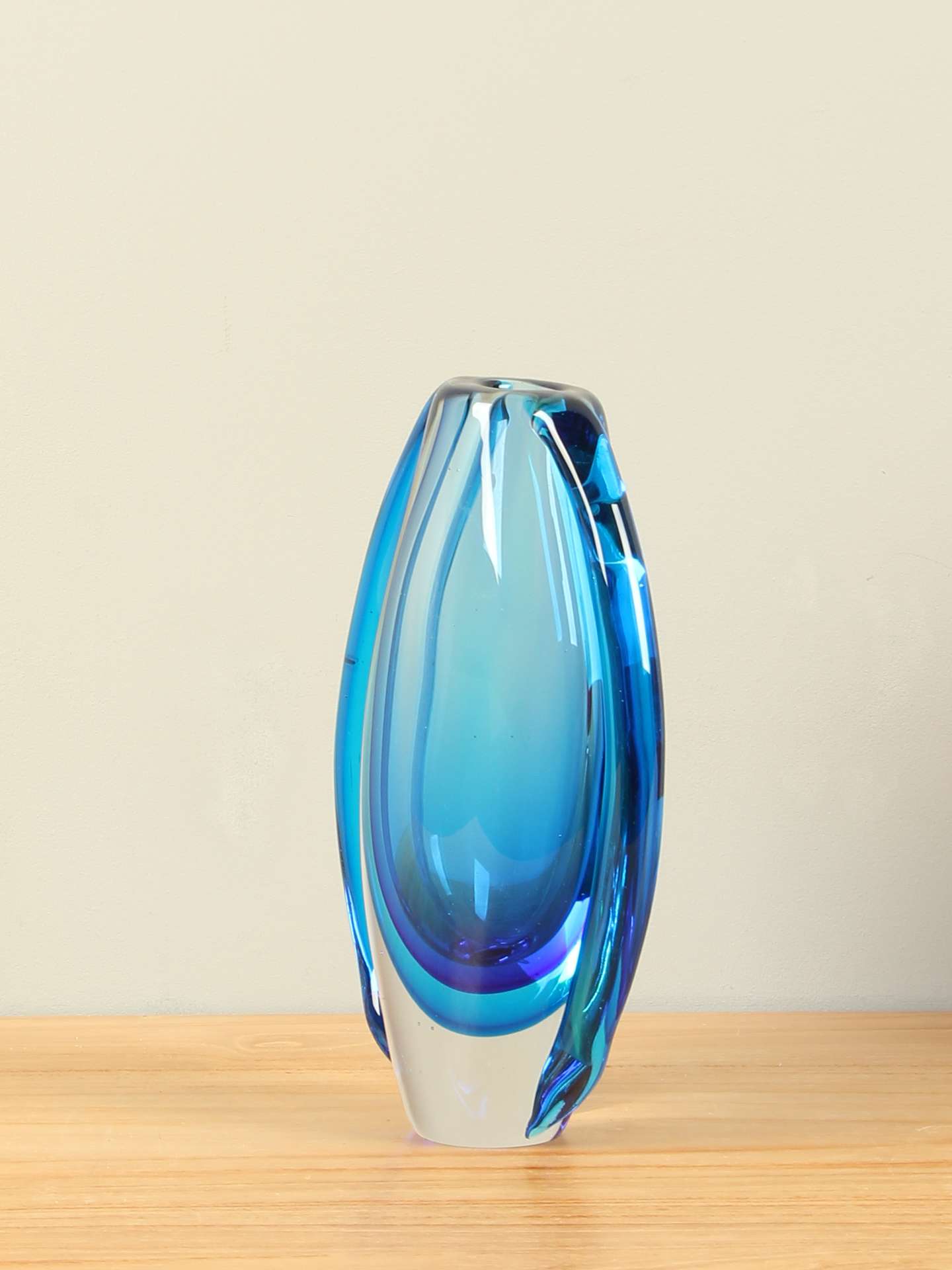 Vaas - Blauw - Glas - Ovaal blauw - 23x14x5 cm - Afbeelding 2