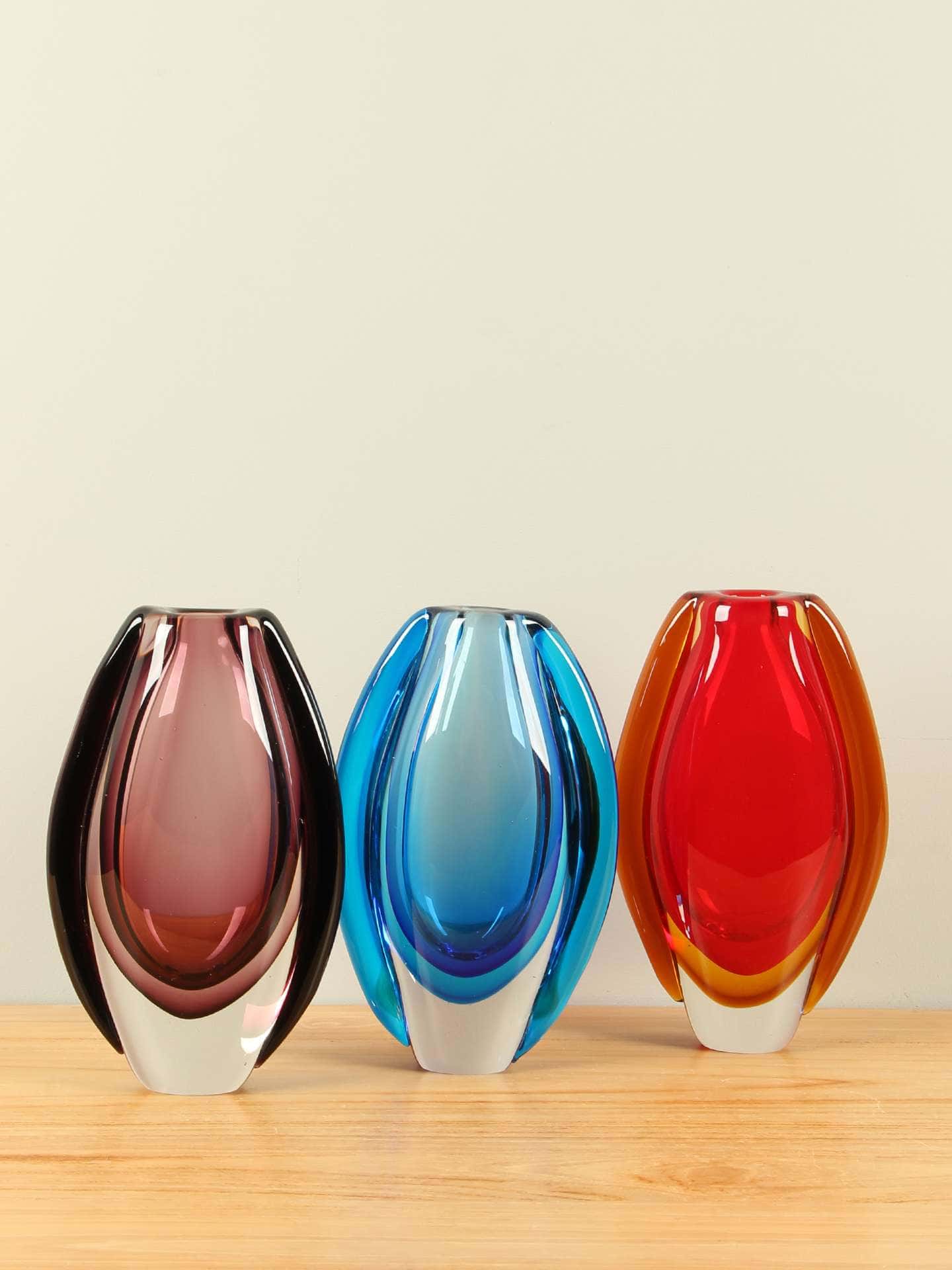 Vaas - Blauw - Glas - Ovaal blauw - 23x14x5 cm - Afbeelding 3