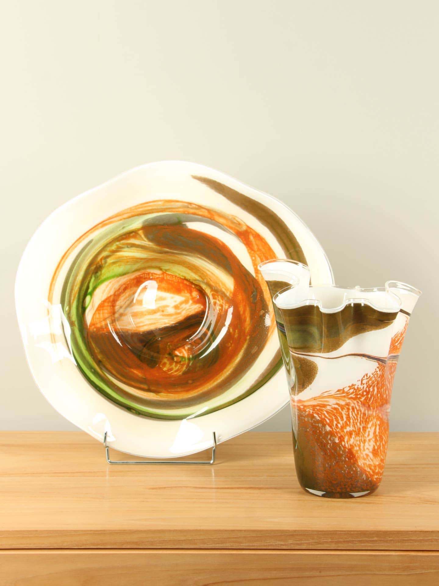 Vaas - Multicolor - Glas - Landscape gegolfd - Afbeelding 5