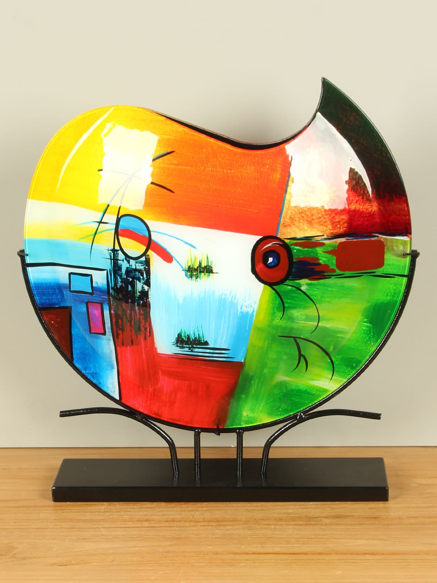 Vaas - Multicolor - Glas - Primaire kleuren op standaard - 48x45x10 cm - Afbeelding 3