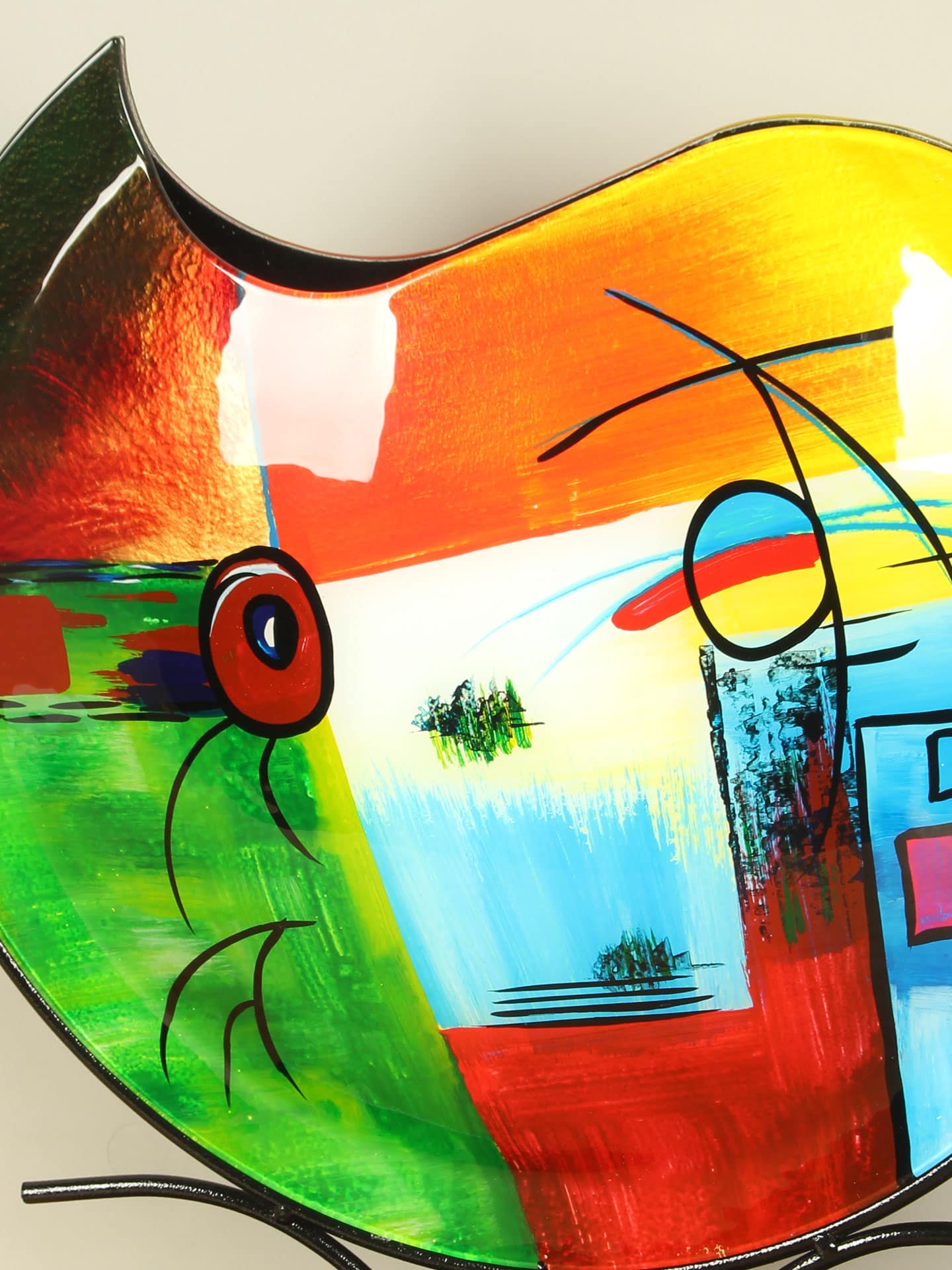 Vaas - Multicolor - Glas - Primaire kleuren op standaard - 48x45x10 cm - Afbeelding 4