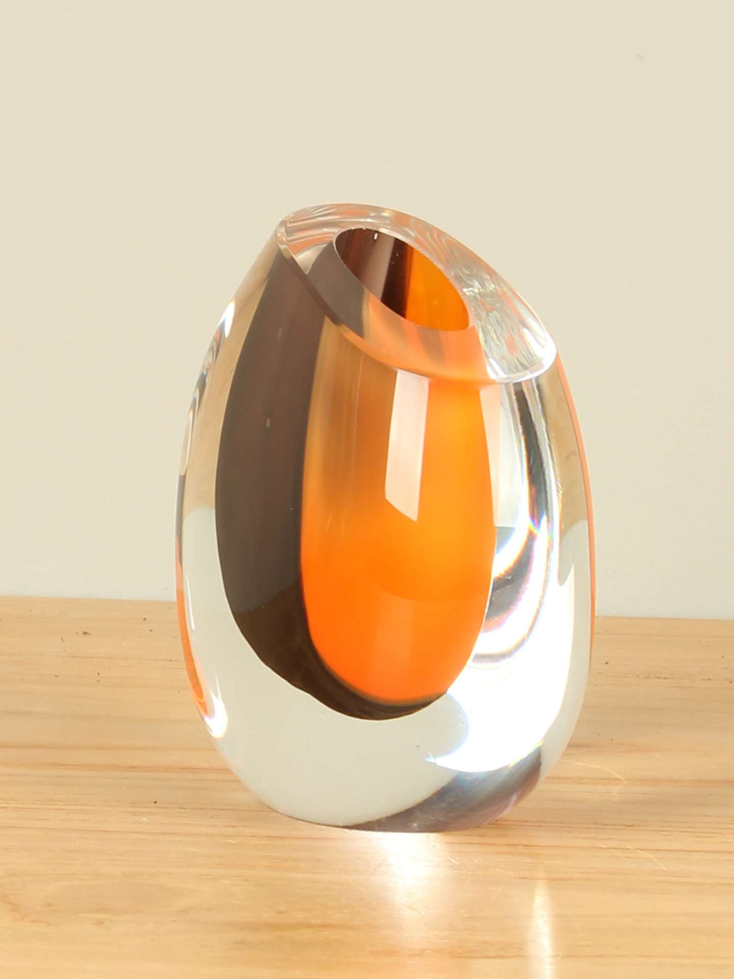 Vaas - Oranje - Glas - Ovaal oranje/zwart - 11x12x6 cm