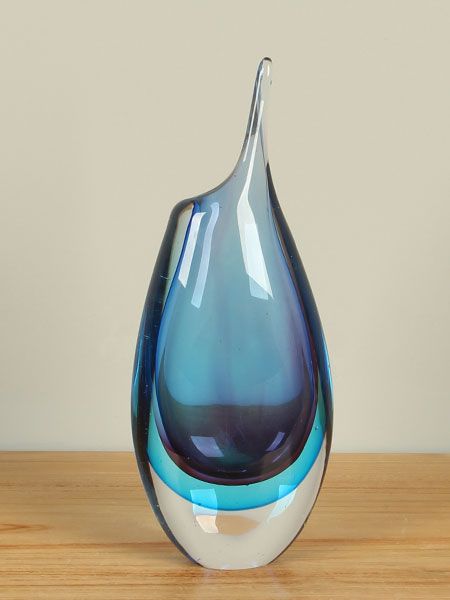 Vaas - Paars - Glas - Blauw/paars 30 cm - 30x13x7 cm - Afbeelding 3