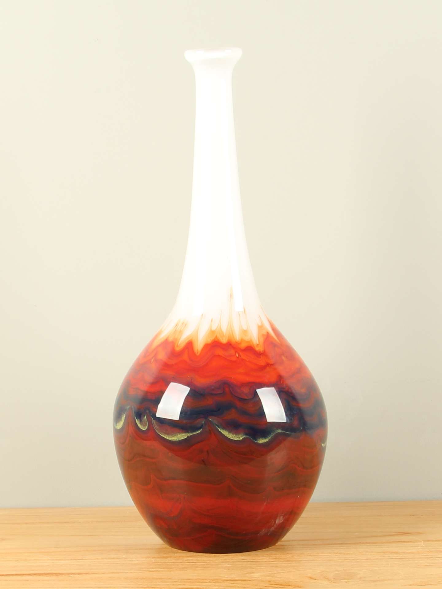 Vaas - Rood - Glas - Flesvaas rood gevlamd - Afbeelding 4
