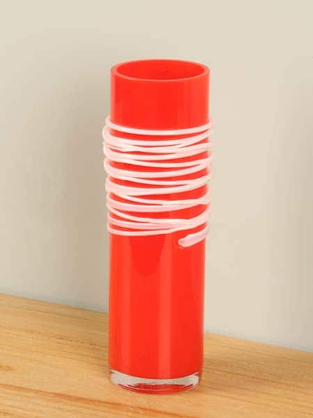 Vaas - Rood - Glas - spiraal rood/wit 29 cm - Afbeelding 2