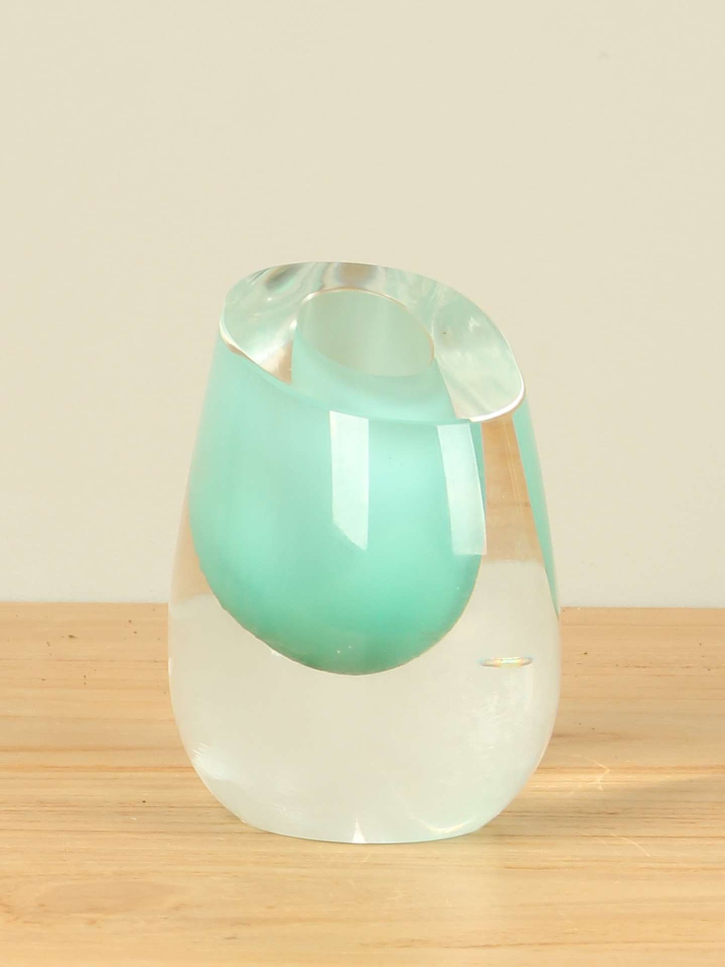 Vaas - Turquoise - Glas - Ovaal zeegroen - 11x12x6 cm