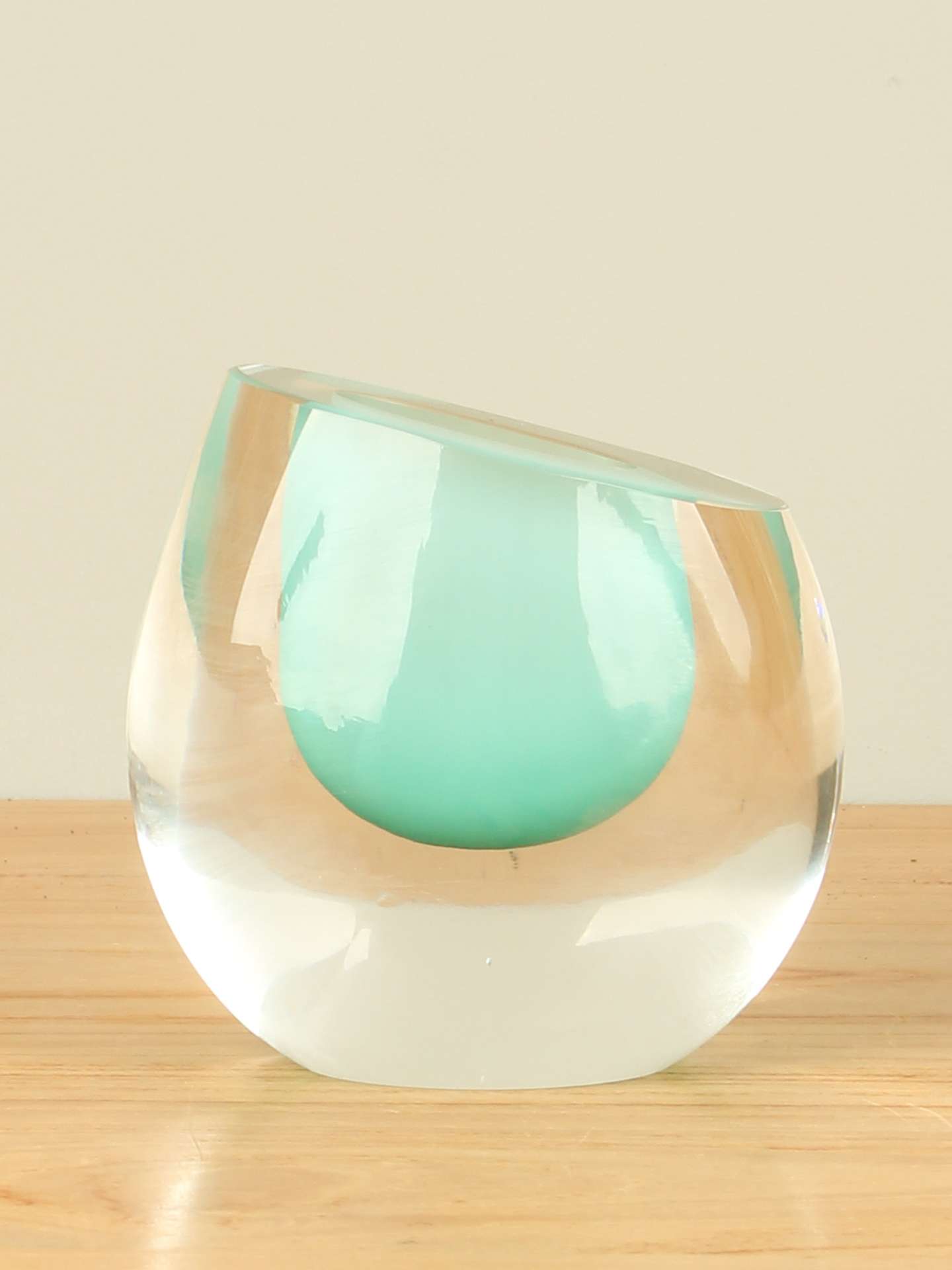 Vaas - Turquoise - Glas - Ovaal zeegroen - 11x12x6 cm - Afbeelding 2