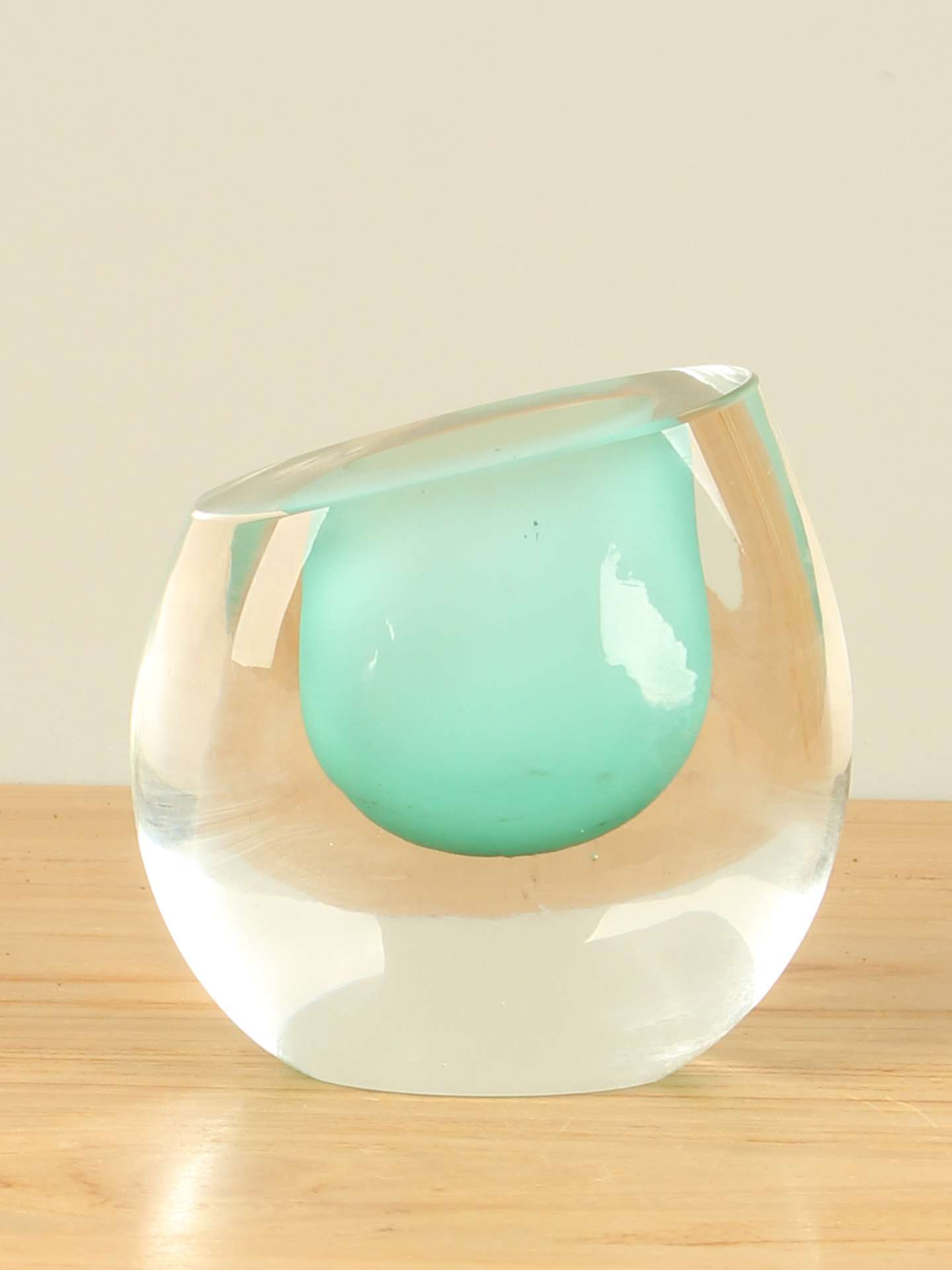 Vaas - Turquoise - Glas - Ovaal zeegroen - 11x12x6 cm - Afbeelding 3