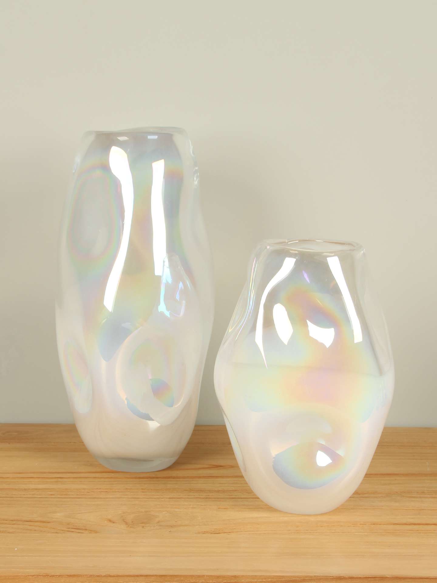 Vaas - Wit - Glas - Parelmoer 38 cm - Afbeelding 2
