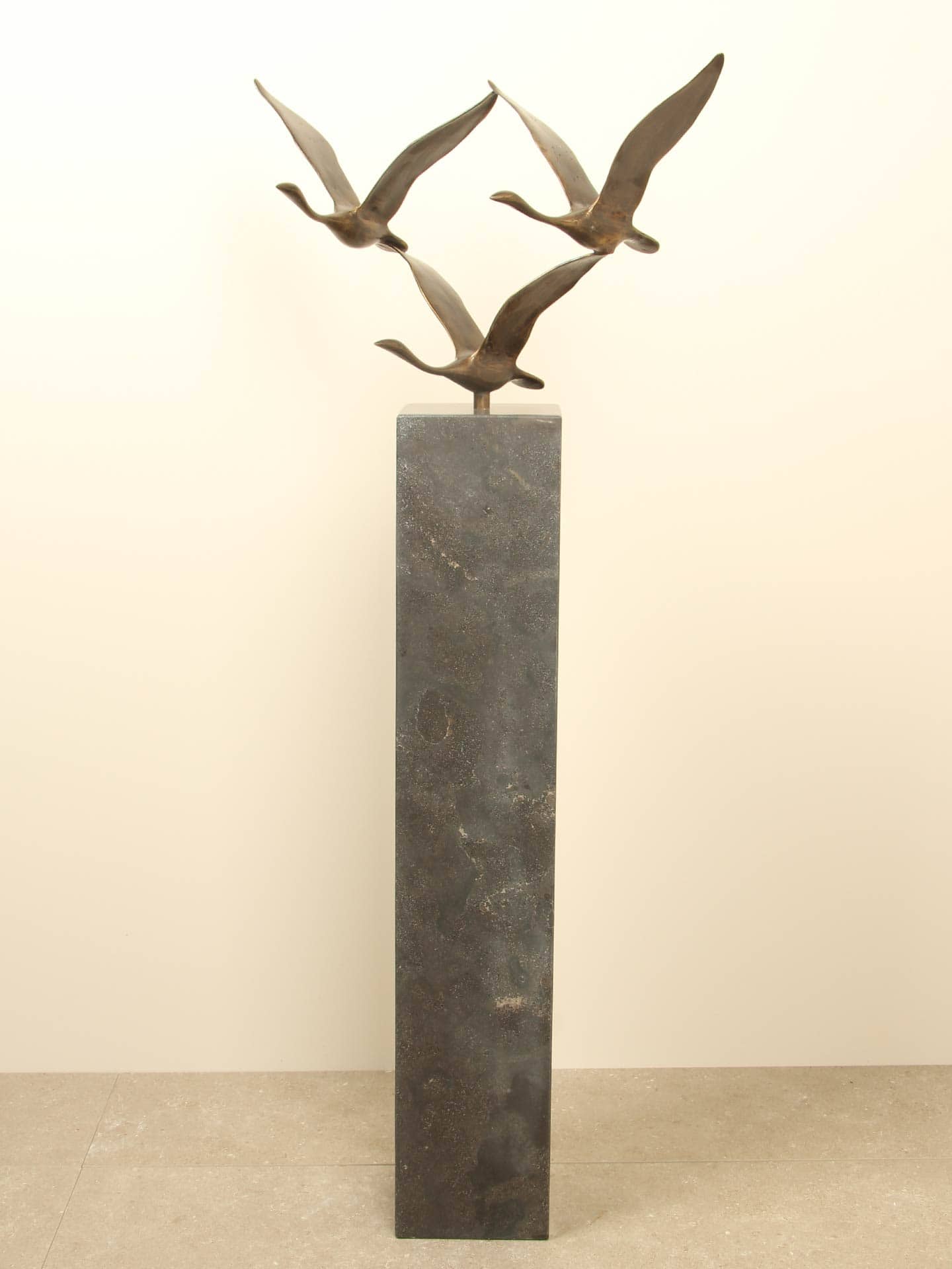 Beeld voor binnen of buiten - Brons - 3 Zwanen - 35x54x27 cm - Afbeelding 18