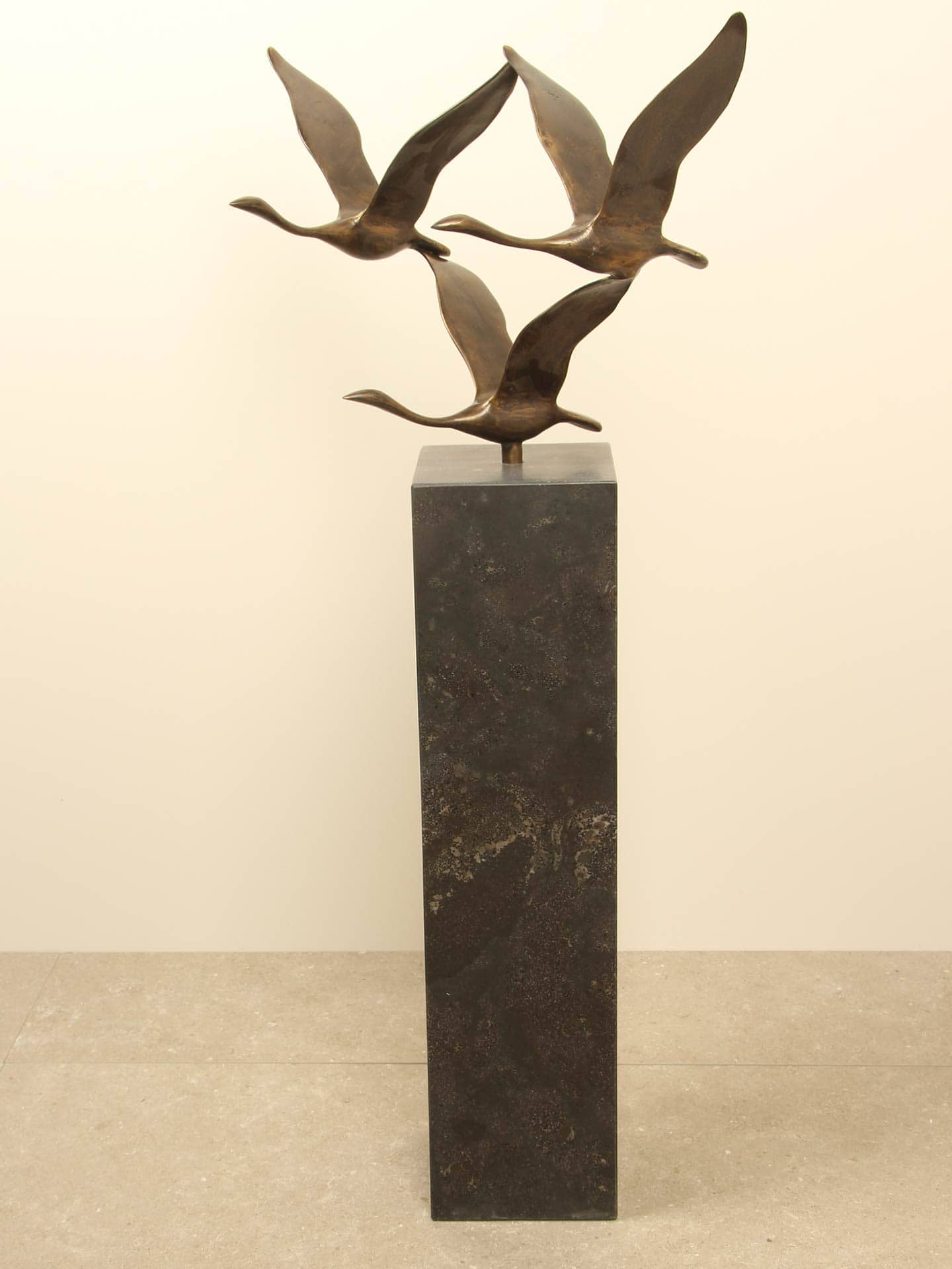 Beeld voor binnen of buiten - Brons - 3 Zwanen - 35x54x27 cm - Afbeelding 19