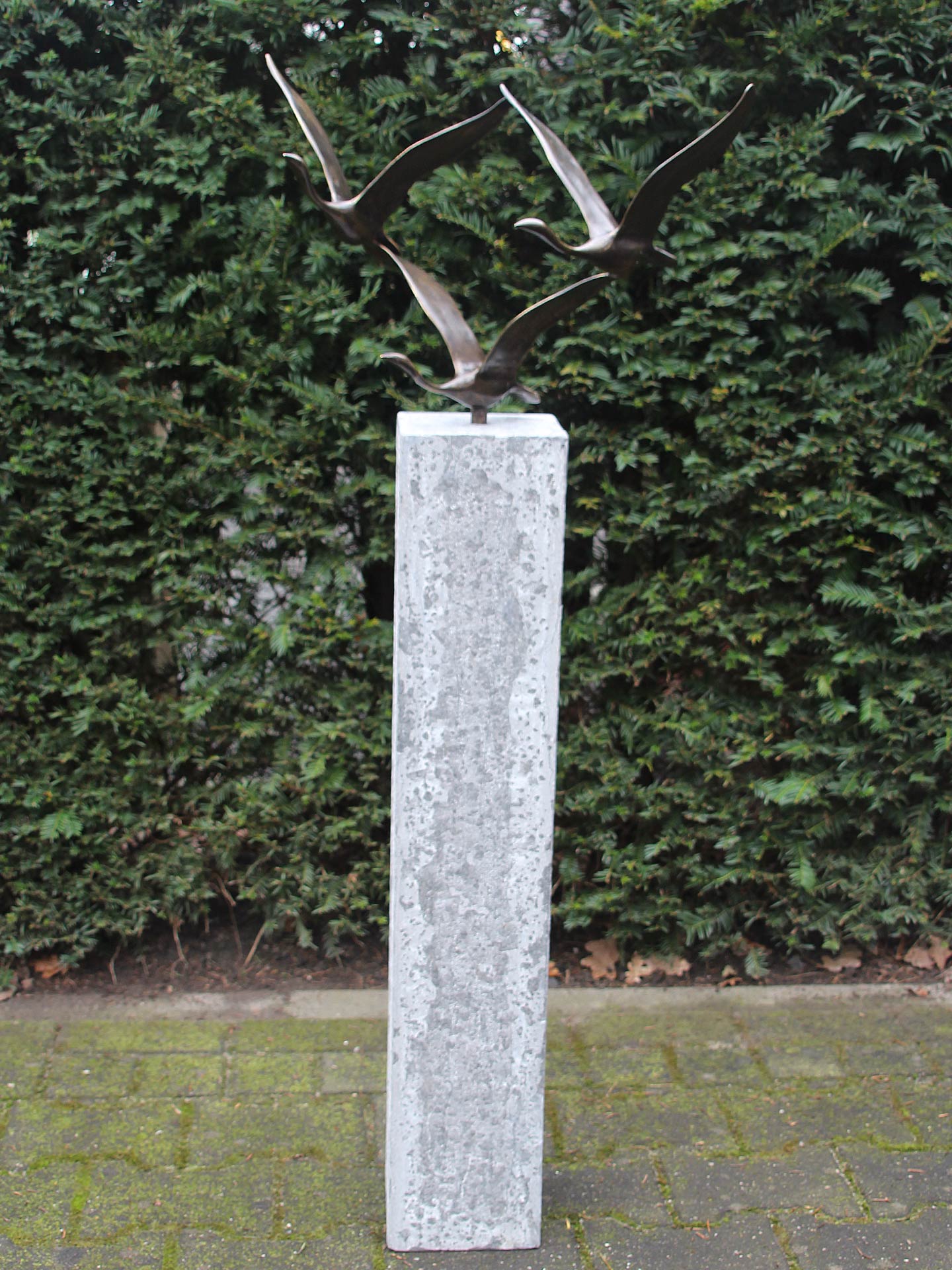 Beeld voor binnen of buiten - Brons - 3 Zwanen - 35x54x27 cm - Afbeelding 3