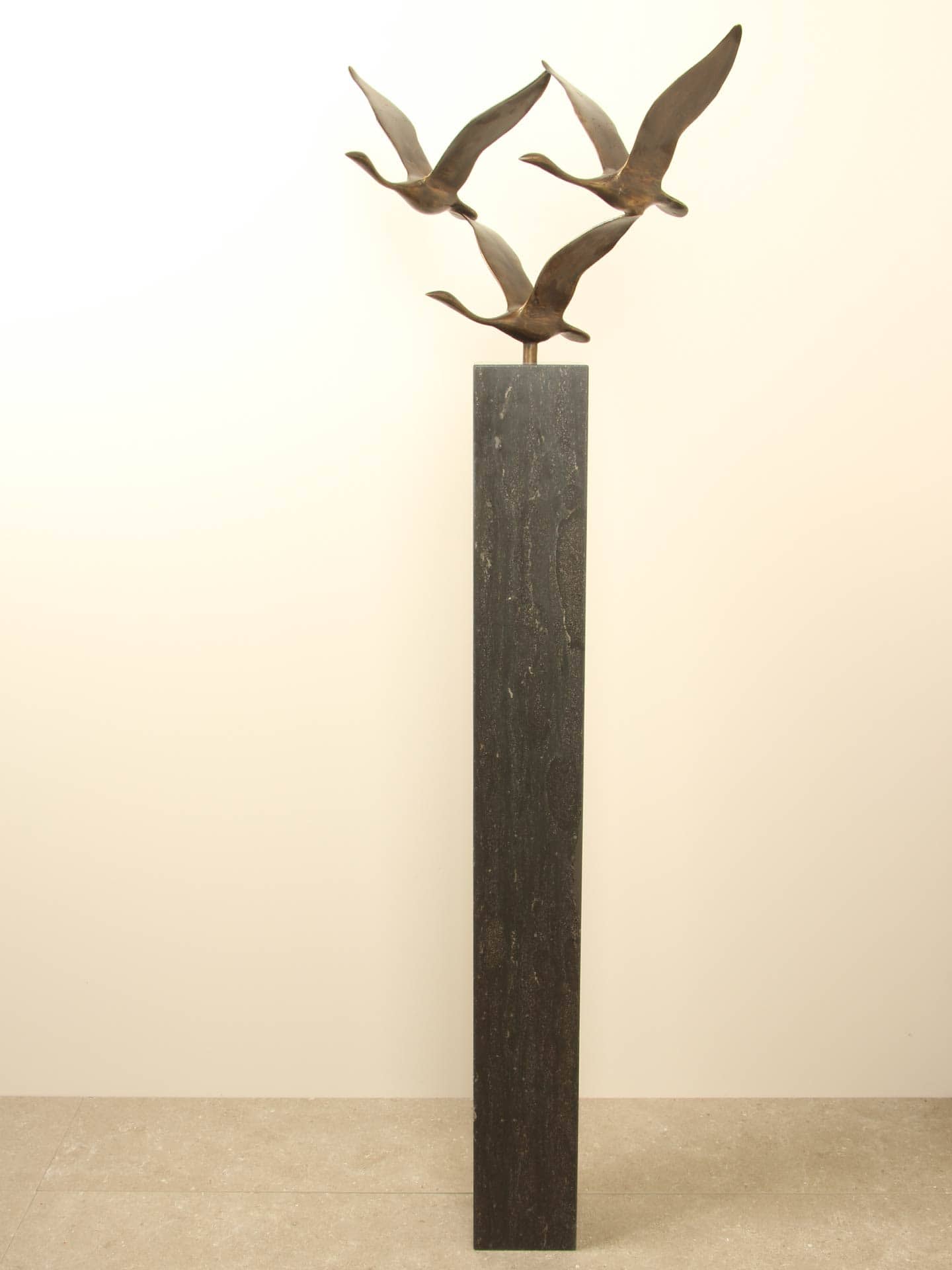 Beeld voor binnen of buiten - Brons - 3 Zwanen - 35x54x27 cm - Afbeelding 5