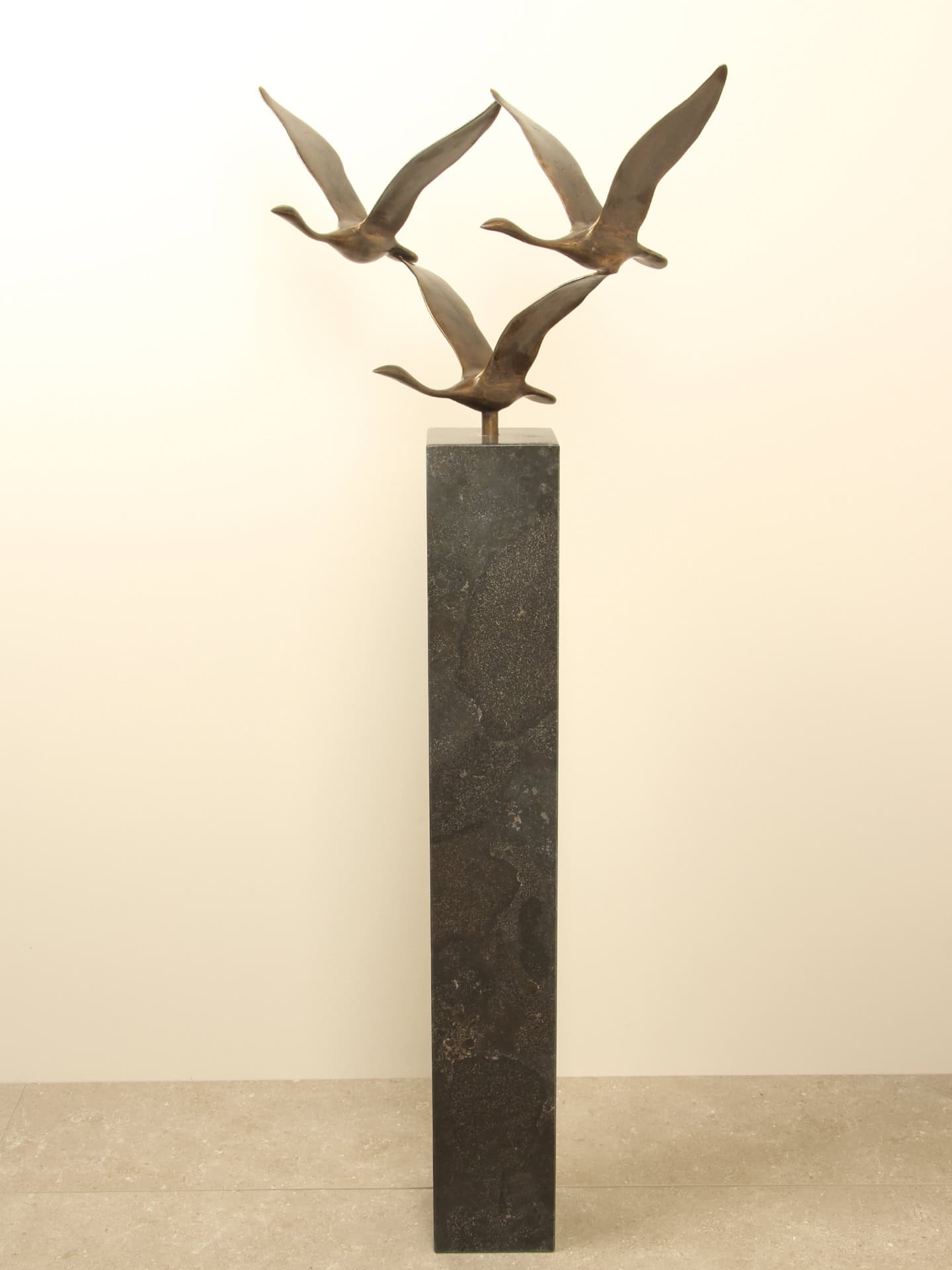 Beeld voor binnen of buiten - Brons - 3 Zwanen - 35x54x27 cm - Afbeelding 6