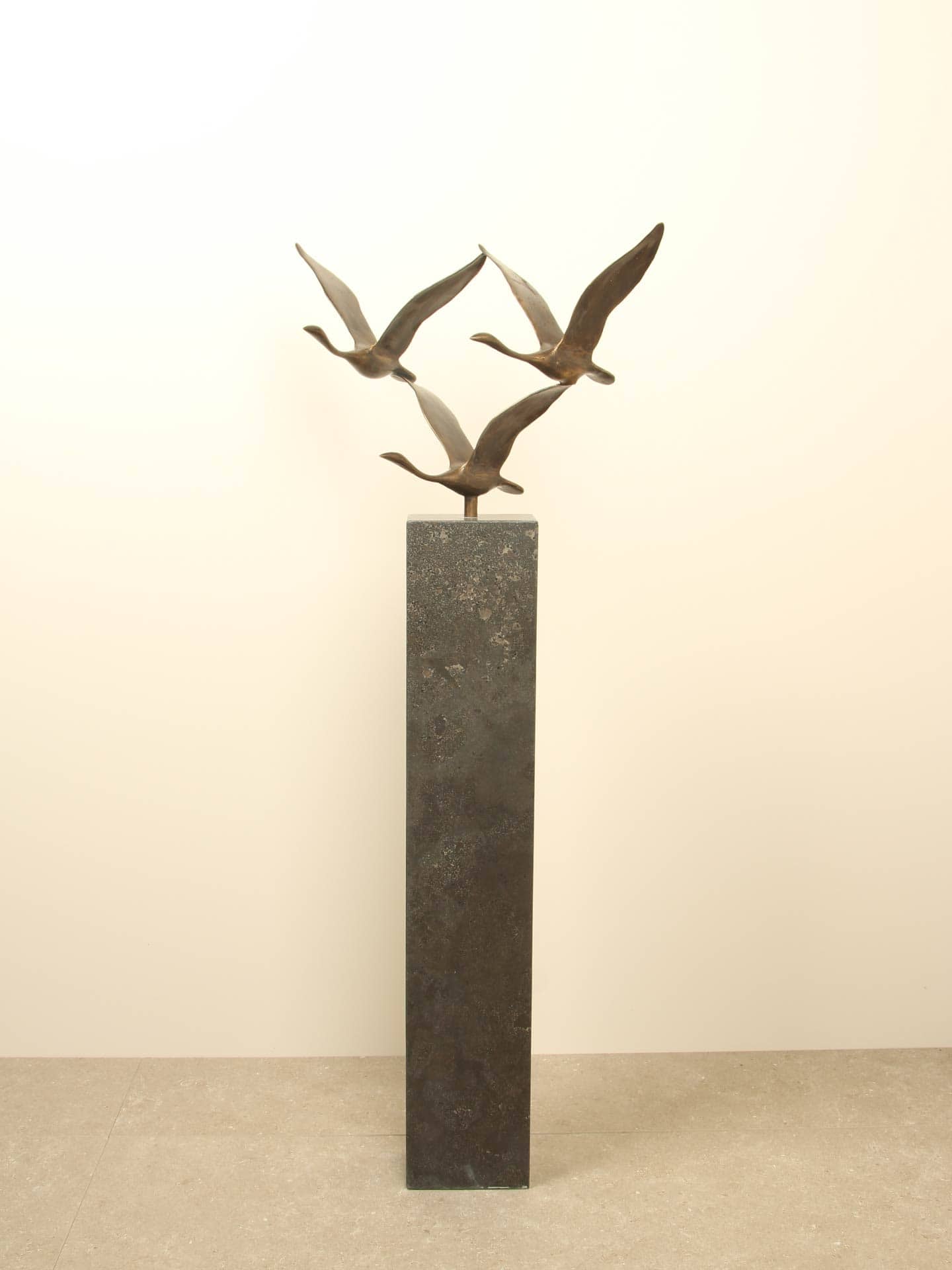 Beeld voor binnen of buiten - Brons - 3 Zwanen - 35x54x27 cm - Afbeelding 7