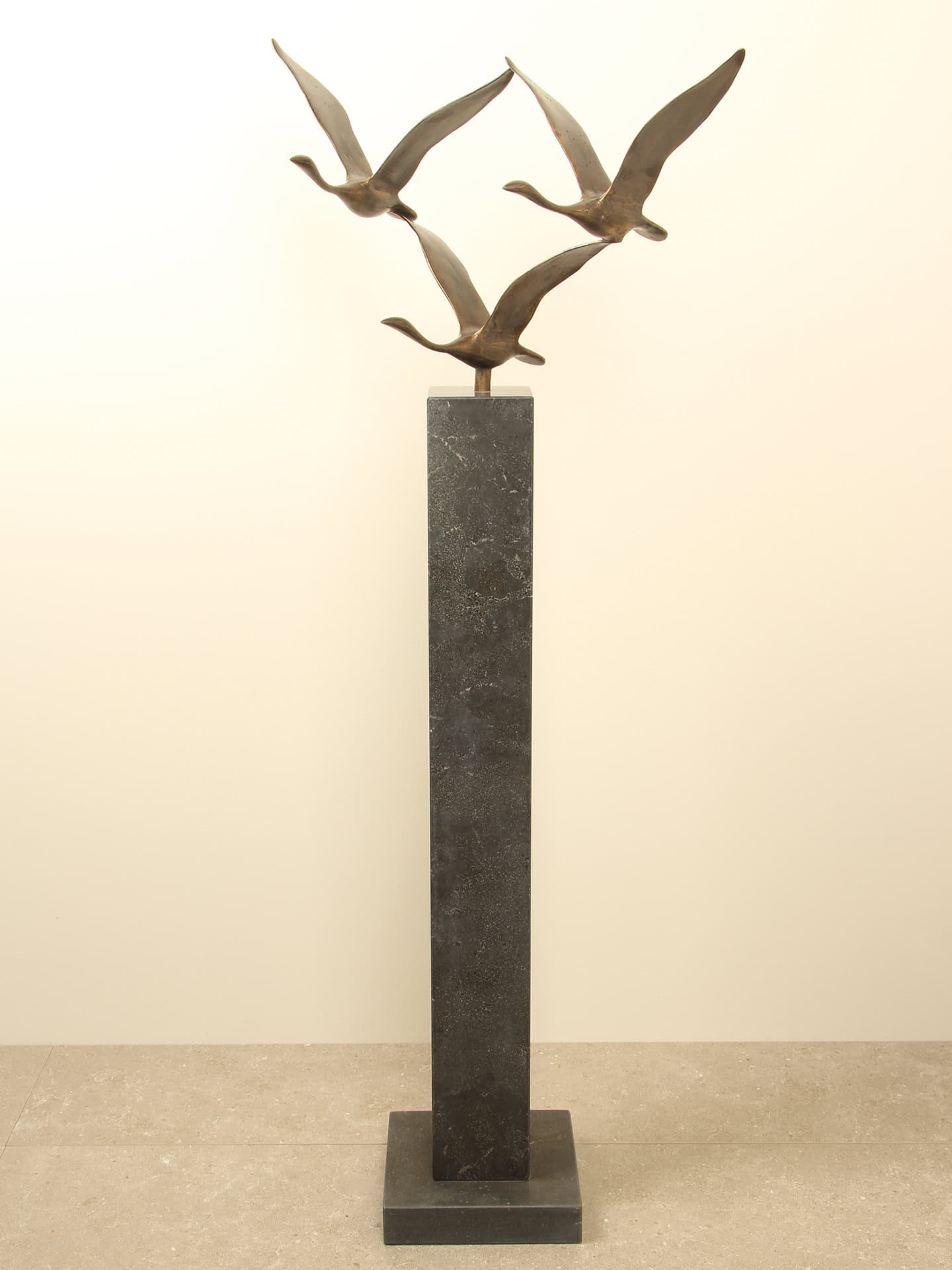 Beeld voor binnen of buiten - Brons - 3 Zwanen - 35x54x27 cm - Afbeelding 8